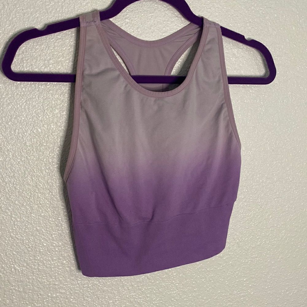 PINK- Purple Ombre long line sports bra- Size medium